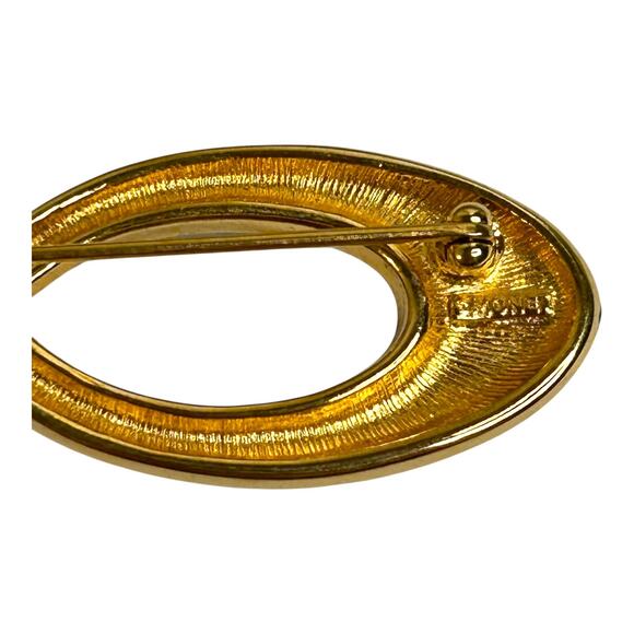 Vintage Monet Twisted Infinity Gold Tone Navy Blue Enamel Brooch Pin - Picture 2 of 6